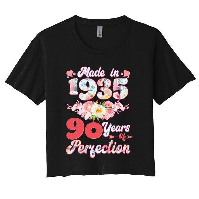 Flower Floral Made In 1935 90 Years Of Perfection Crop Top