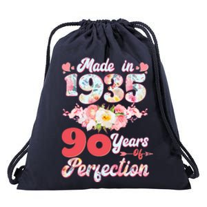 Flower Floral Made In 1935 90 Years Of Perfection Drawstring Bag