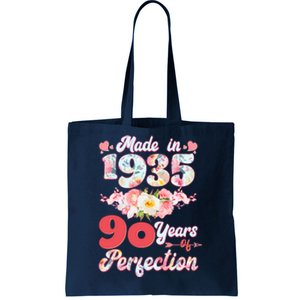 Flower Floral Made In 1935 90 Years Of Perfection Tote Bag