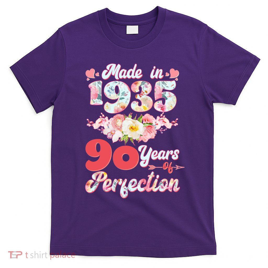 Flower Floral Made In 1935 90 Years Of Perfection T-Shirt