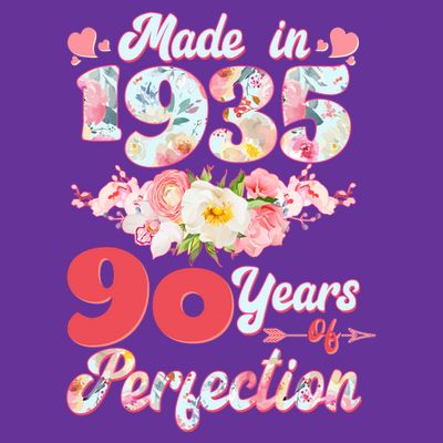 Flower Floral Made In 1935 90 Years Of Perfection T-Shirt