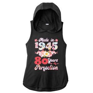 Flower Floral Made In 1945 80 Years Of Perfection Ladies PosiCharge Tri-Blend Wicking Draft Hoodie Tank