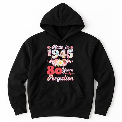 Flower Floral Made In 1945 80 Years Of Perfection Hoodie