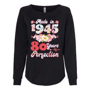 Flower Floral Made In 1945 80 Years Of Perfection Womens California Wash Sweatshirt