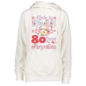 Flower Floral Made In 1945 80 Years Of Perfection Womens Funnel Neck Pullover Hood