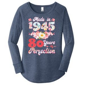 Flower Floral Made In 1945 80 Years Of Perfection Women's Perfect Tri Tunic Long Sleeve Shirt