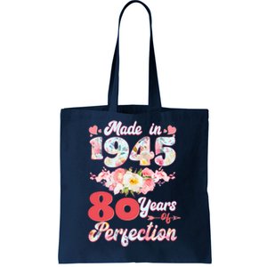 Flower Floral Made In 1945 80 Years Of Perfection Tote Bag