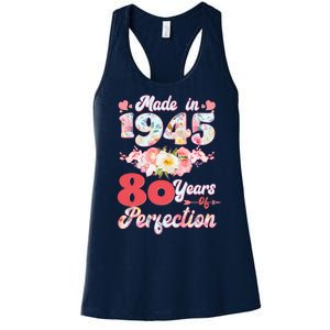 Flower Floral Made In 1945 80 Years Of Perfection Women's Racerback Tank