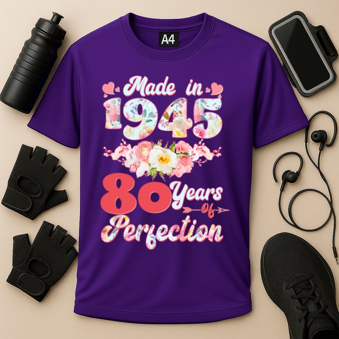 Flower Floral Made In 1945 80 Years Of Perfection Cooling Performance Crew T-Shirt