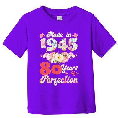 Flower Floral Made In 1945 80 Years Of Perfection Toddler T-Shirt