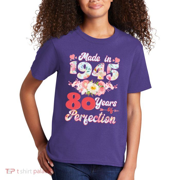Flower Floral Made In 1945 80 Years Of Perfection Kids T-Shirt