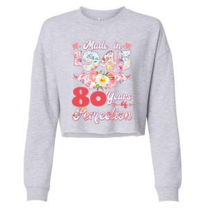 Flower Floral Made In 1945 80 Years Of Perfection Cropped Pullover Crew