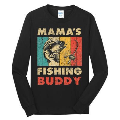 Funny Fishing Mama's Fishing Buddy Vintage Fishing Tall Long Sleeve T-Shirt