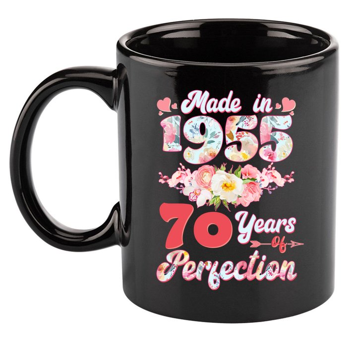Flower Floral Made In 1955 70 Years Of Perfection 11oz C Handle Ceramic Mug