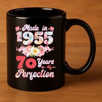 Flower Floral Made In 1955 70 Years Of Perfection 11oz C Handle Ceramic Mug