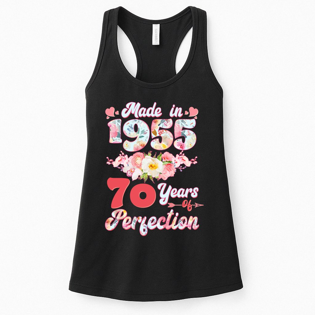 Flower Floral Made In 1955 70 Years Of Perfection Womens Tank Top