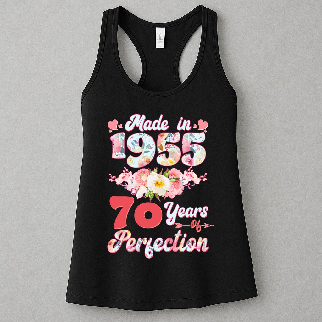 Flower Floral Made In 1955 70 Years Of Perfection Womens Tank Top
