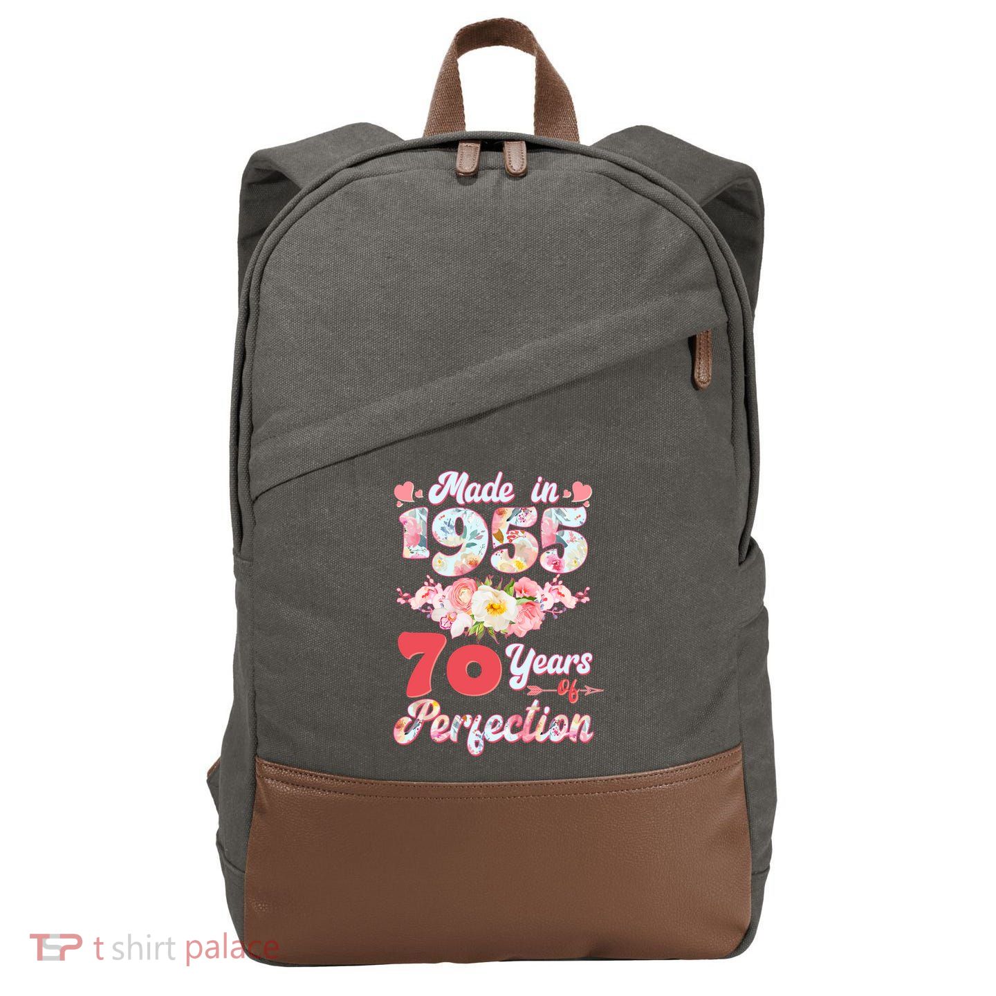 Flower Floral Made In 1955 70 Years Of Perfection Cotton Canvas Backpack