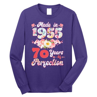 Flower Floral Made In 1955 70 Years Of Perfection Long Sleeve Shirt