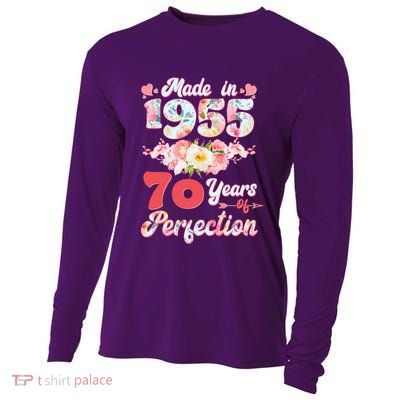 Flower Floral Made In 1955 70 Years Of Perfection Cooling Performance Long Sleeve Crew