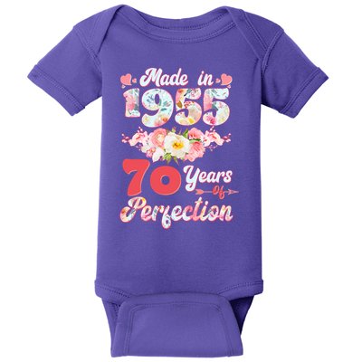Flower Floral Made In 1955 70 Years Of Perfection Baby Bodysuit