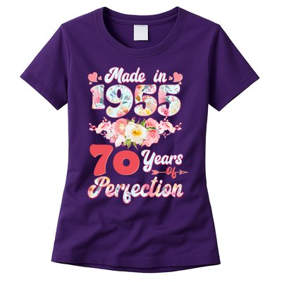 Flower Floral Made In 1955 70 Years Of Perfection Womens T-Shirt