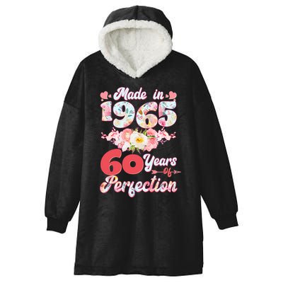 Flower Floral Made In 1965 60 Years Of Perfection Hooded Wearable Blanket