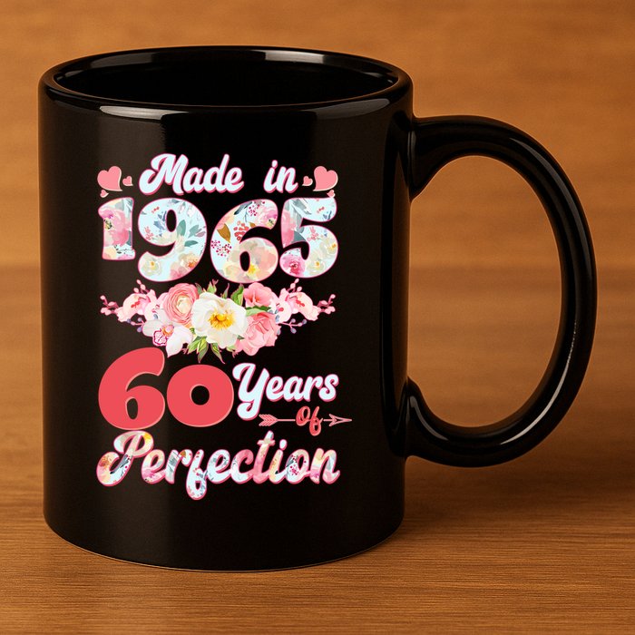 Flower Floral Made In 1965 60 Years Of Perfection 11oz C Handle Ceramic Mug