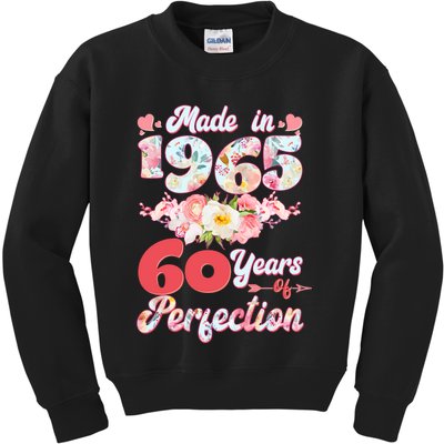 Flower Floral Made In 1965 60 Years Of Perfection Kids Sweatshirt