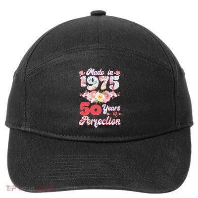 Flower Floral Made In 1975 50 Years Of Perfection 7-Panel Snapback Hat
