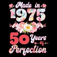 Flower Floral Made In 1975 50 Years Of Perfection 7-Panel Snapback Hat