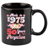 Flower Floral Made In 1975 50 Years Of Perfection 11oz C Handle Ceramic Mug