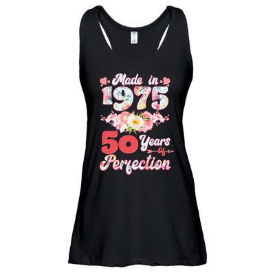 Flower Floral Made In 1975 50 Years Of Perfection Ladies Essential Flowy Tank