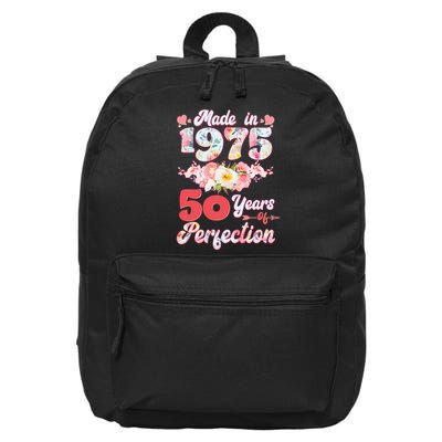 Flower Floral Made In 1975 50 Years Of Perfection 16 in Basic Backpack