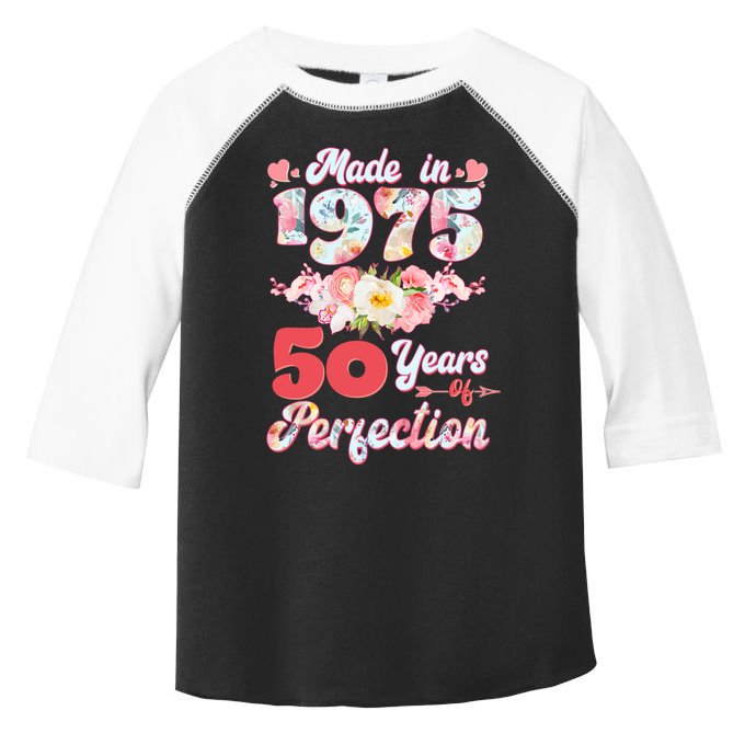 Flower Floral Made In 1975 50 Years Of Perfection Toddler Fine Jersey T-Shirt