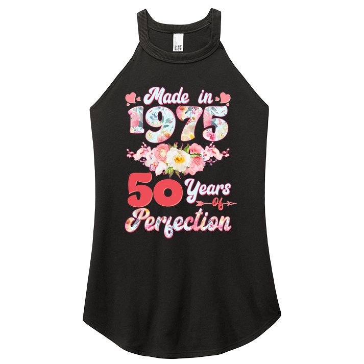Flower Floral Made In 1975 50 Years Of Perfection Women's Perfect Tri Rocker Tank