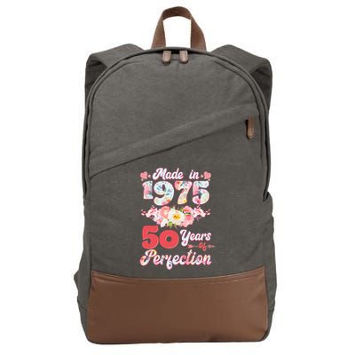 Flower Floral Made In 1975 50 Years Of Perfection Cotton Canvas Backpack