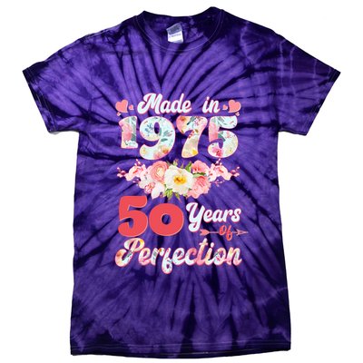 Flower Floral Made In 1975 50 Years Of Perfection Tie-Dye T-Shirt