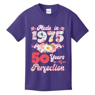 Flower Floral Made In 1975 50 Years Of Perfection Kids T-Shirt