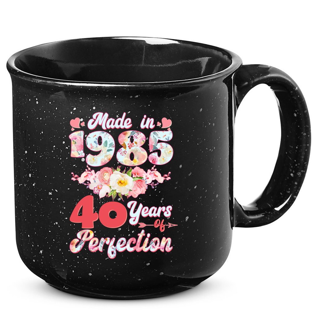 Flower Floral Made In 1985 40 Years Of Perfection 15oz Campfire Ceramic Mug