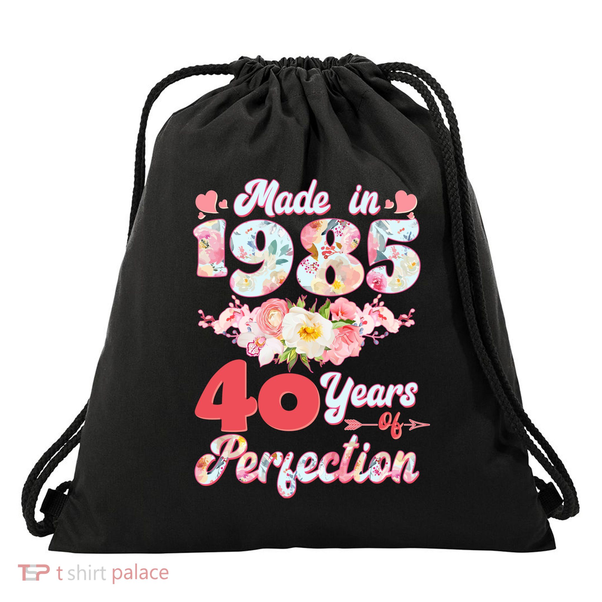 Flower Floral Made In 1985 40 Years Of Perfection Drawstring Bag