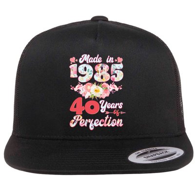 Flower Floral Made In 1985 40 Years Of Perfection Flatbill Hat