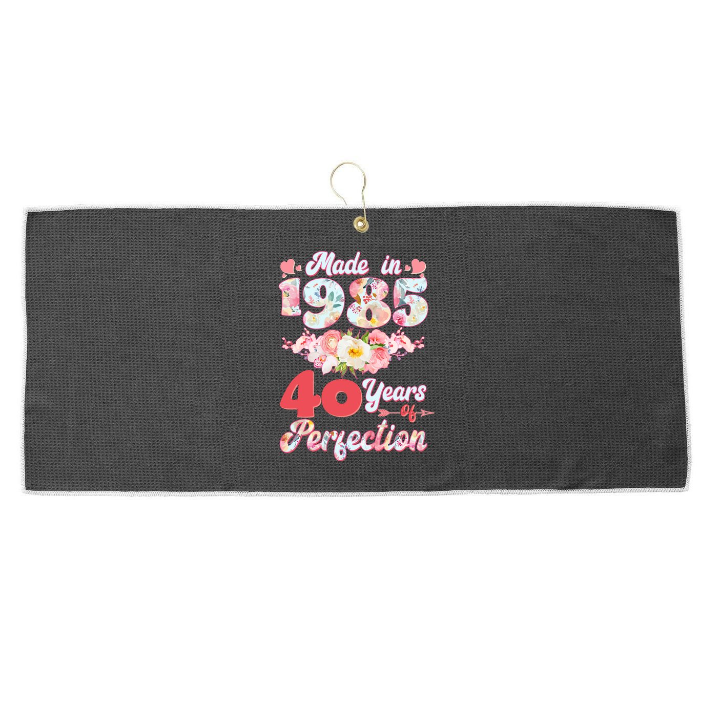 Flower Floral Made In 1985 40 Years Of Perfection Large Microfiber Waffle Golf Towel