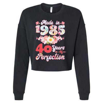 Flower Floral Made In 1985 40 Years Of Perfection Cropped Pullover Crew