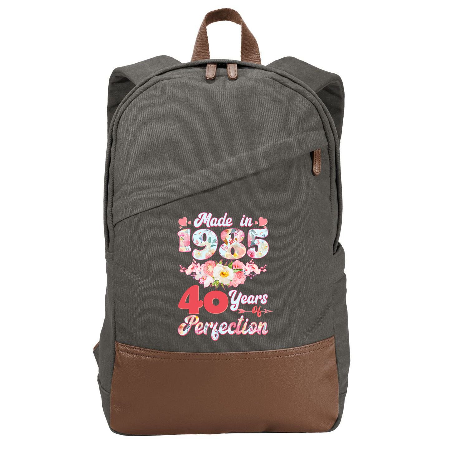 Flower Floral Made In 1985 40 Years Of Perfection Cotton Canvas Backpack