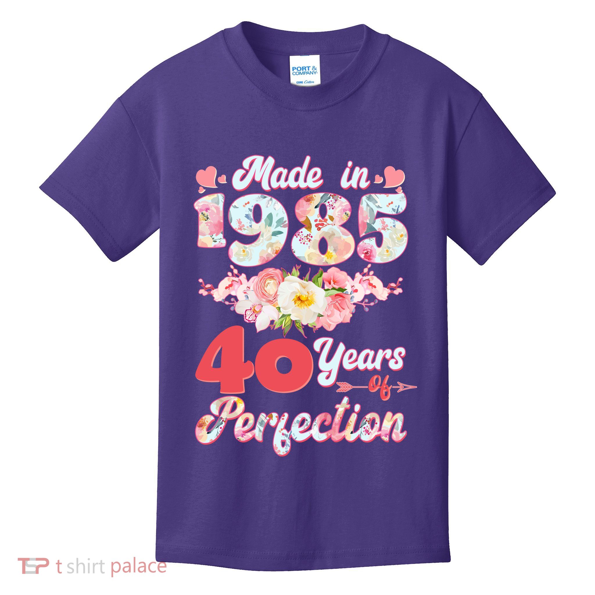 Flower Floral Made In 1985 40 Years Of Perfection Kids T-Shirt