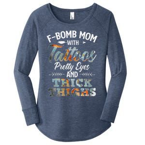 Funny FBomb Mom With Tattoos Pretty Eyes And Thick Thighs Women's Perfect Tri Tunic Long Sleeve Shirt