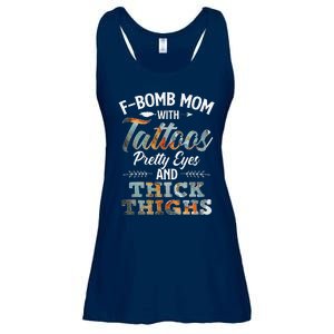 Funny FBomb Mom With Tattoos Pretty Eyes And Thick Thighs Ladies Essential Flowy Tank