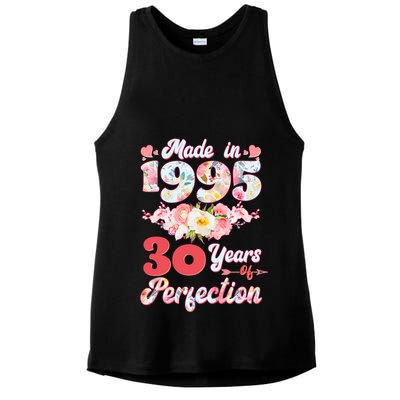 Flower Floral Made In 1995 30 Years Of Perfection Ladies PosiCharge Tri-Blend Wicking Tank