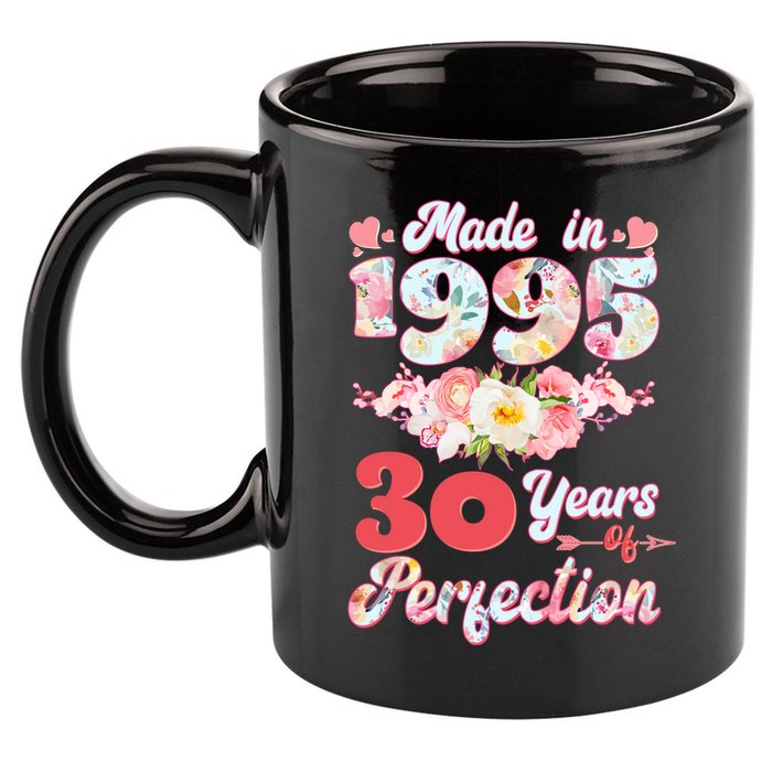 Flower Floral Made In 1995 30 Years Of Perfection 11oz C Handle Ceramic Mug